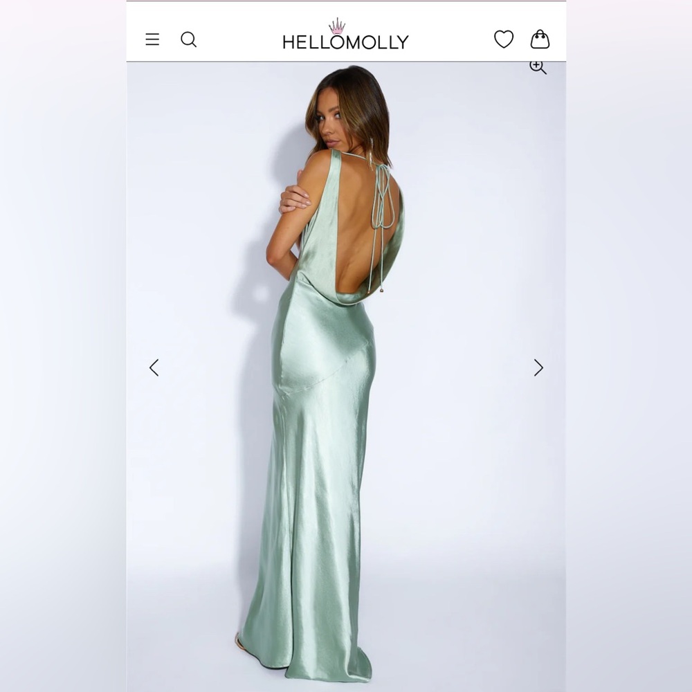 HELLO MOLLY backless Mint Green Silky Wedding Guest Dress